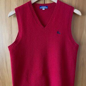 Burberry Blue Label Red V Neck Sweater Vest Medium